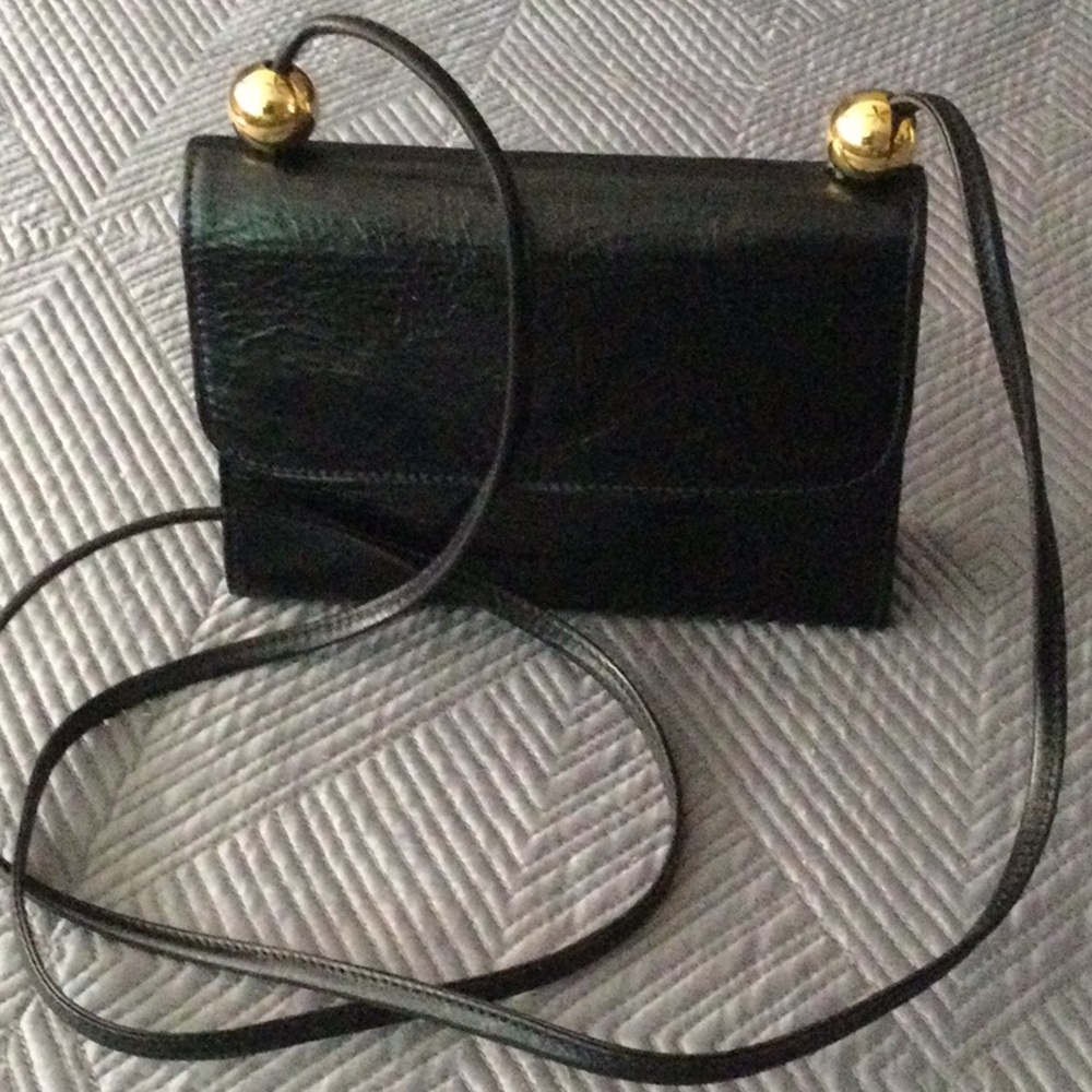 Furla black patent leather crossbody bag for women